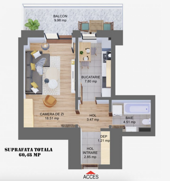 Proprietar, Moghioros Park Residence, bloc nou, metrou, balcon 10 mp
